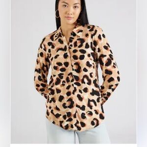 NWT Topshop Leopard Print Button-Up Blouse SZ Small